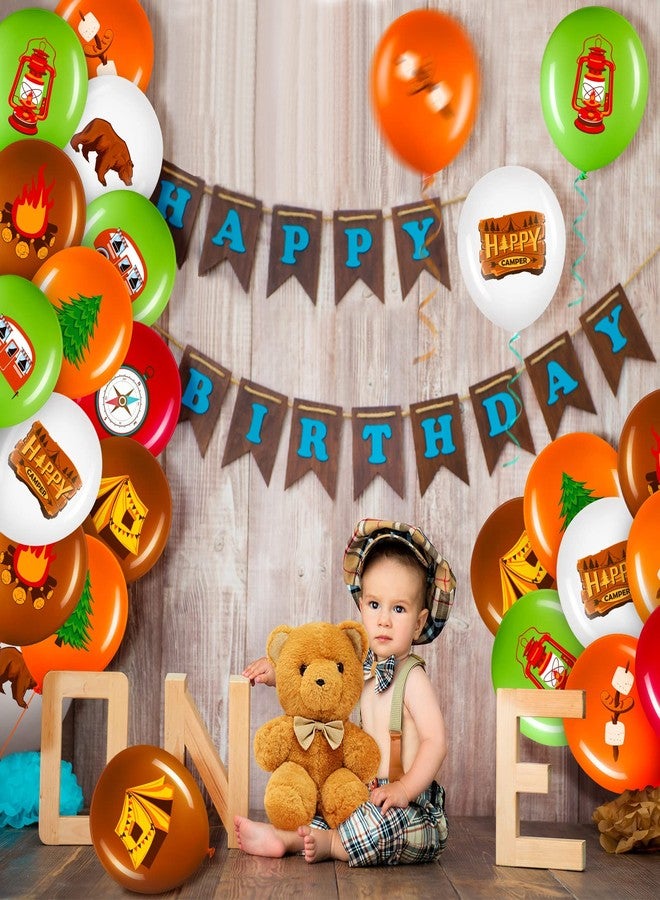 Charnoel 45 Pcs Camper Balloons, Colorful Camping Party Balloons Decorations, Camping Adventure Party Supplies with Green and Brown Ribbon Latex Balloon Kits for Boy Girl Hiking Camper, 12 Inch - Image 5